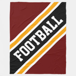 Couverture Polaire BALLE DE FOOTBALL Diagonale Gras Rouge Noir Jaune 