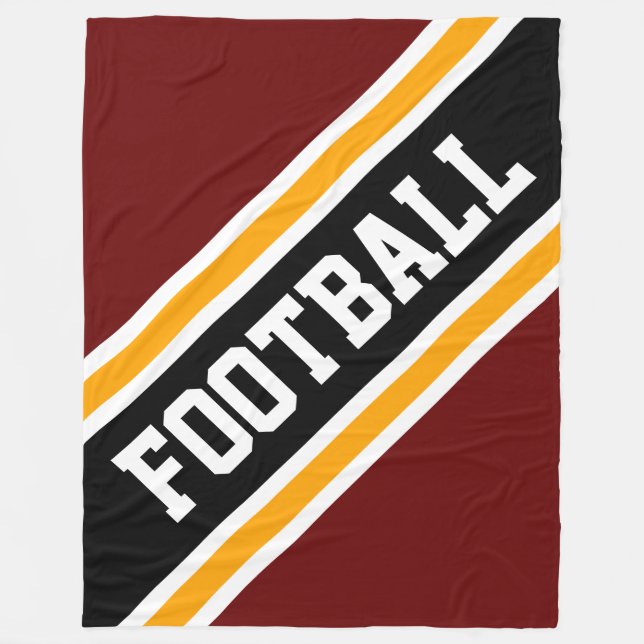 Couverture Polaire BALLE DE FOOTBALL Diagonale Gras Rouge Noir Jaune  (Devant)