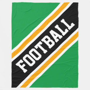 Couverture Polaire BALLE DE FOOTBALL Diagonale Vert noir Jaune rayure