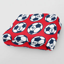 Couverture Polaire Balle de Football Rouge Navy Motif Numéro