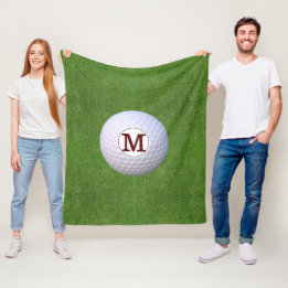 Couverture Polaire Balle de Golf Monogramme Golfeur Verts Gazon