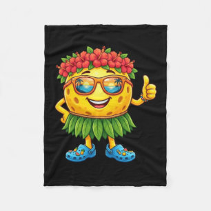 Couverture Polaire Balle de Pickleball Hawaïenne Mignonne Plage Tropi