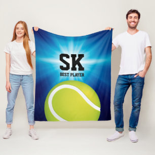 Couverture Polaire Balle de tennis verte personnalisée des initiales