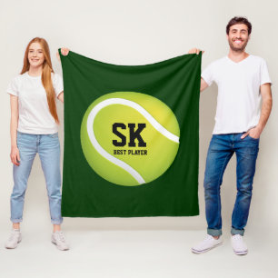 Couverture Polaire Balle de tennis verte personnalisée d'initiales