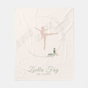 Couverture Polaire Ballerina Ballet danseuse en rose et vert