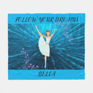 Couverture Polaire Ballerina couverture, "Suivez vos rêves" & nom.