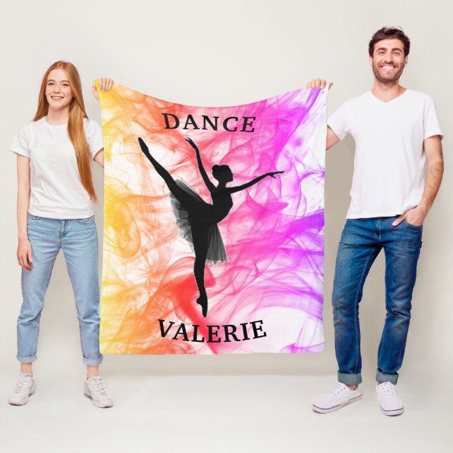 Couverture Polaire Ballerina Dance Pastel Aquarelle Fleece Blanche (En situation)