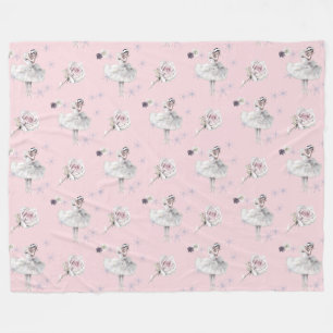 Couverture Polaire Ballerina de cygne blanc en rose des neiges