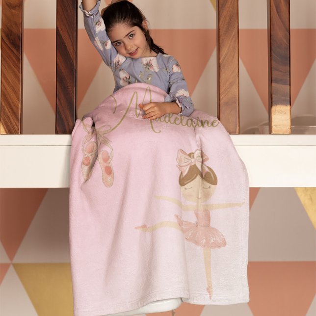 Couverture Polaire Ballerina Jolie fille rose moderne (Créateur téléchargé)