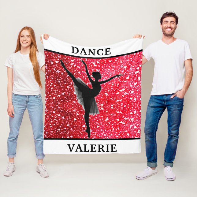 Couverture Polaire Ballerina Love Dance Coeurs rouges Ceinture polair (En situation)