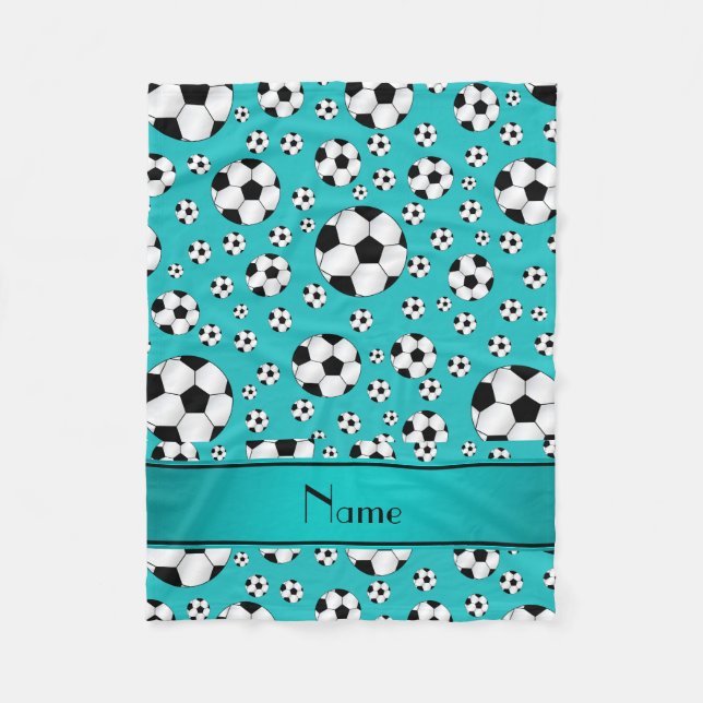 Couverture Polaire Ballons de football et rayure nommés faits sur (Devant)