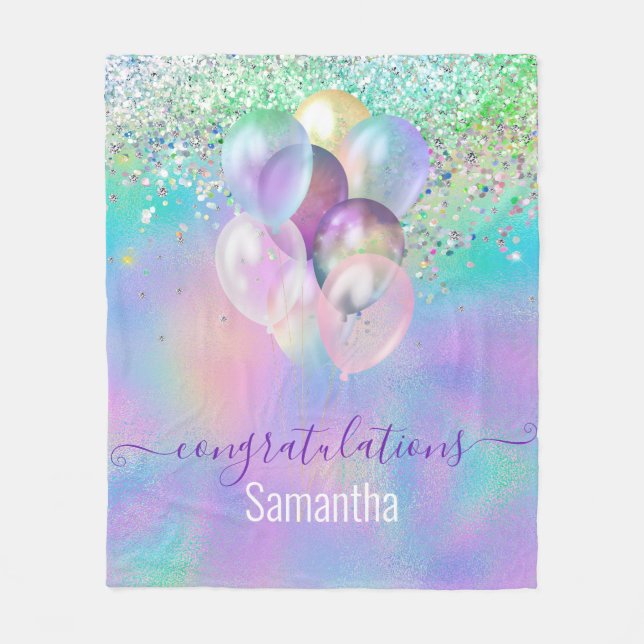 Couverture Polaire Ballons de parties scintillant bleu iridescente mi (Devant)