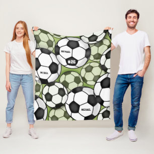 Couverture Polaire Ballons de soccer noir & blanc Boy's Kids Nom Numé