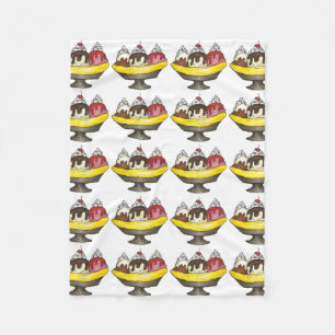 Couverture Polaire Banana Split Crème de glace Sundae Hot Fudge Foin