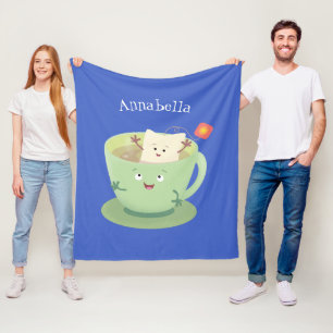 Couverture Polaire Bande dessinée de la tasse de thé mignonne humour