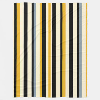 Couverture Polaire Bande noire, jaune, grise et blanche