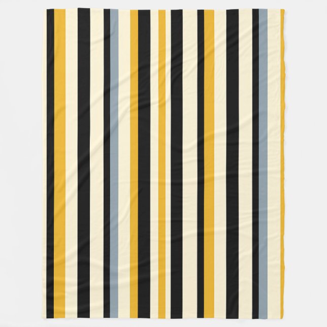 Couverture Polaire Bande noire, jaune, grise et blanche (Devant)