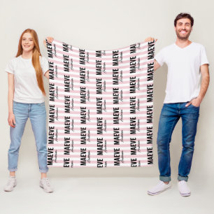 Couverture Polaire Bande rose et blanc personnalisées moderne élégant