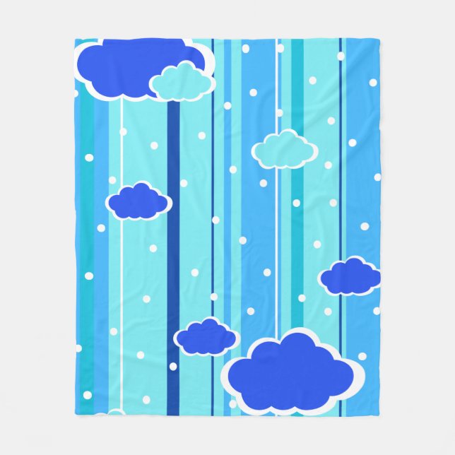 Couverture Polaire bandes bleues nuages points (Devant)
