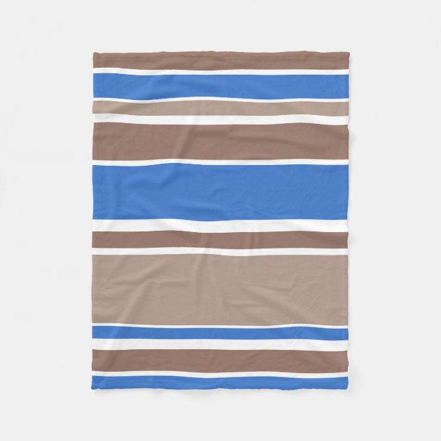 Couverture Polaire Bandes Brown et bleues (Devant)