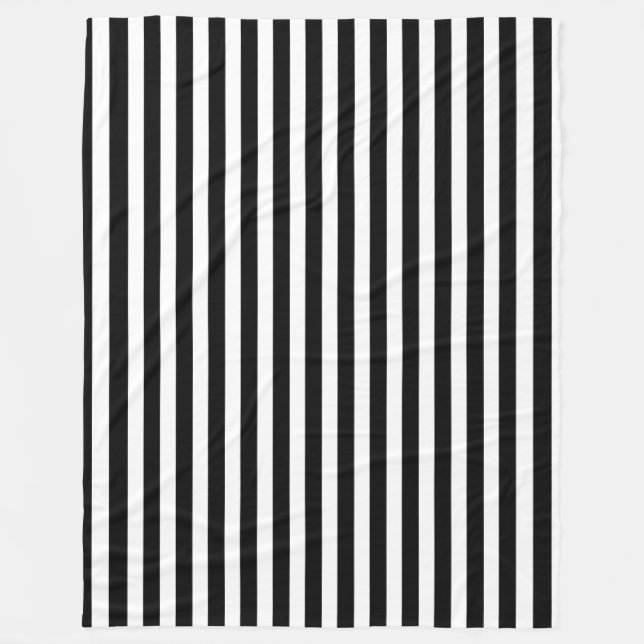 Couverture Polaire Bandes de bonbons noir et blanc (Devant)