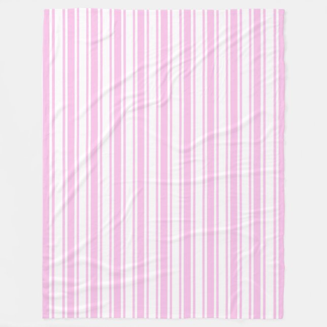 Couverture Polaire Bandes de bonbons rose clair et blanc (Devant)