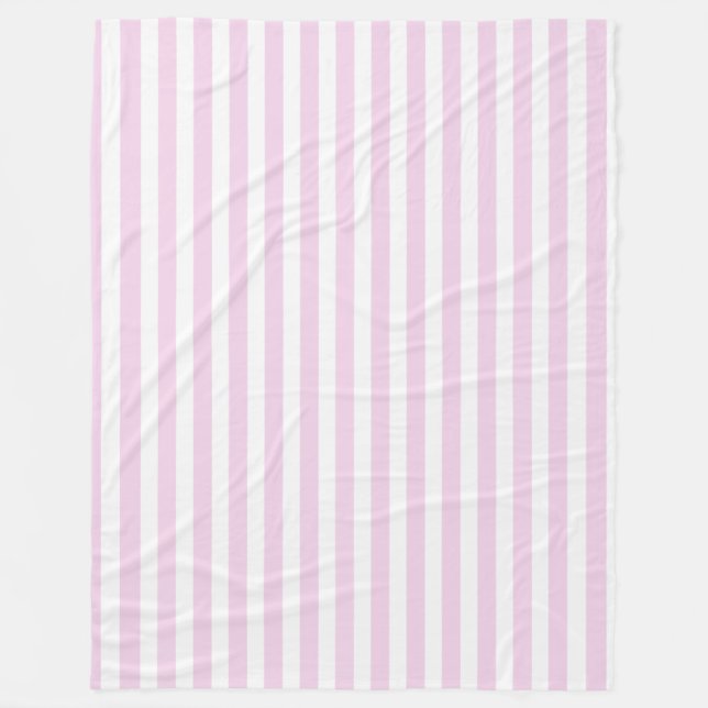 Couverture Polaire Bandes de bonbons rose pâle et blanc (Devant)