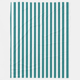 Couverture Polaire Bandes de bonbons turquoises et blanches