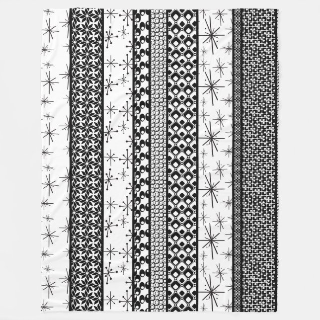 Couverture Polaire Bandes de Motifs rétro noir et blanc 1 (Devant)