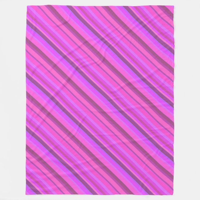 Couverture Polaire Bandes diagonales roses (Devant)