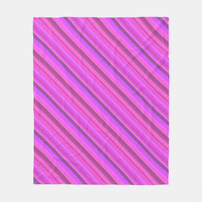 Couverture Polaire Bandes diagonales roses (Devant)