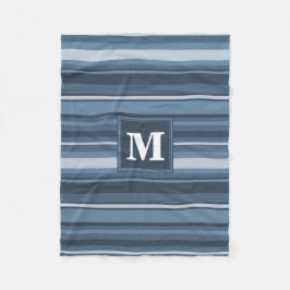 Couverture Polaire Bandes gris monogramme