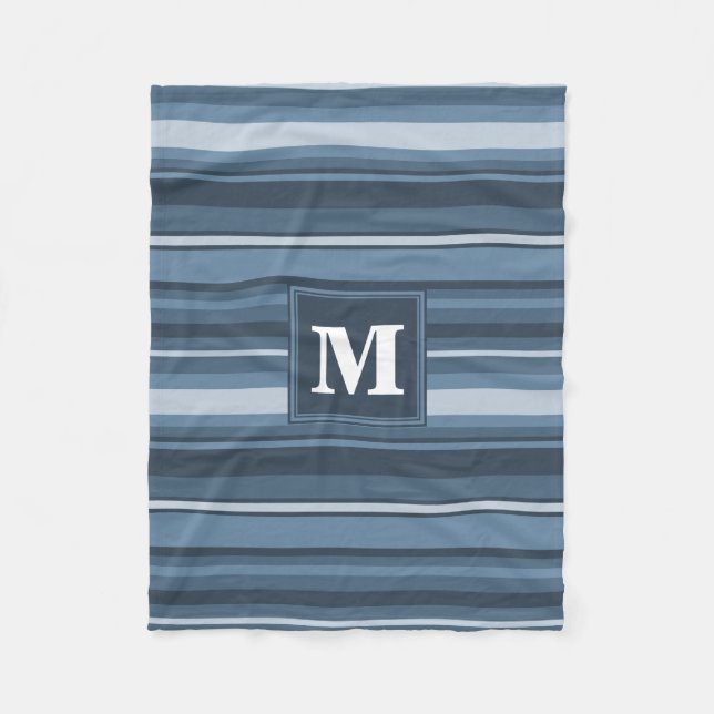 Couverture Polaire Bandes gris monogramme (Devant)