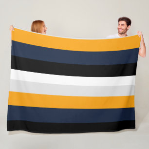Couverture Polaire Bandes jaunes, bleues, blanches et noires