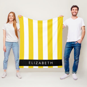 Couverture Polaire Bandes Jaunes, Motif Gratté, Lignes, Votre Nom