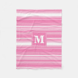 Couverture Polaire Bandes rose monogramme
