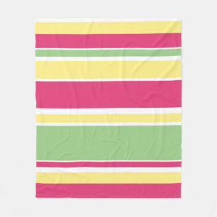 Couverture Polaire Bandes roses, vertes et jaunes