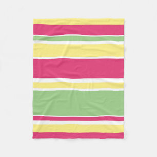 Couverture Polaire Bandes roses, vertes et jaunes