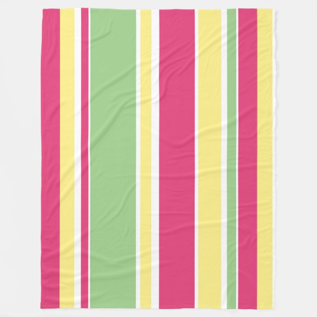 Couverture Polaire Bandes roses, vertes et jaunes (Devant)
