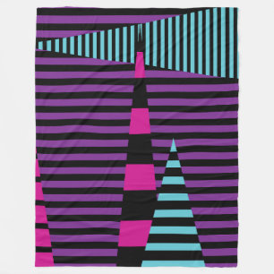 Couverture Polaire Bandes sur bandes - rose, pourpre, bleu et noir