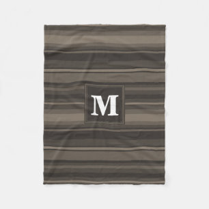 Couverture Polaire Bandes taupe monogramme