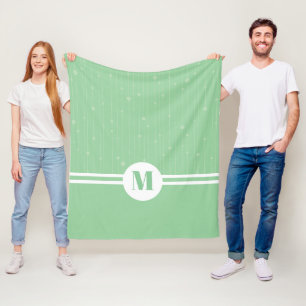 Couverture Polaire Bandes vertes à la menthe monogramme pastel mollet