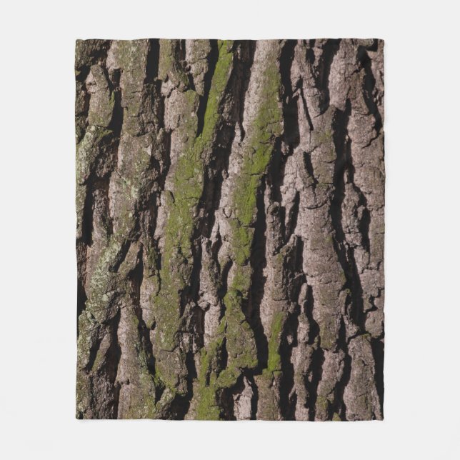 Couverture Polaire Barbier chêne moss tronc bois (Devant)