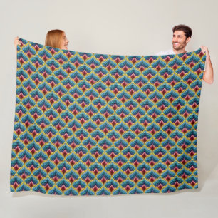 Couverture Polaire Bargello coloré broderie Boho Chic Motif