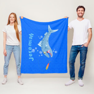 Couverture Polaire Barracuda, dessin animé de pêche affamé