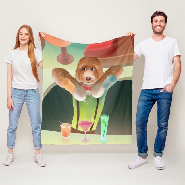 Couverture Polaire Bartending Dog in Retro Bar (En situation)