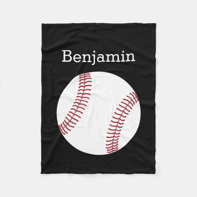 Couverture Polaire Baseball avec nom personnalisé - Noir (Devant)