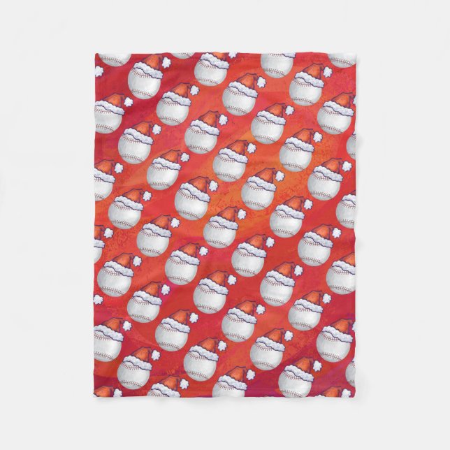 Couverture Polaire Baseball avec Santa Hat sur Rouge (Devant)