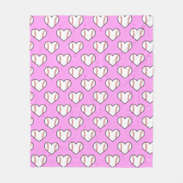 Couverture Polaire Baseball Ball Texture In Heart Shape - Seamless Pa