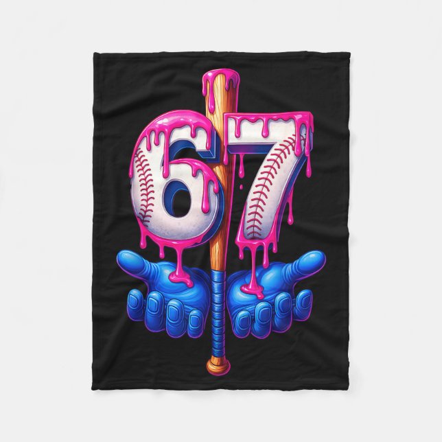 Couverture Polaire Baseball Drip 6 7 Number 67 Six Seven Meme Mens Bo (Devant)